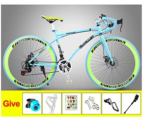 Road Bike : LCAZR Men's And Women's Road Bicycles, MTB Bicycle, 24-Speed 26 Inch Bikes, Double Disc Brake, High Carbon Steel Frame, Road Bicycle Racing / D