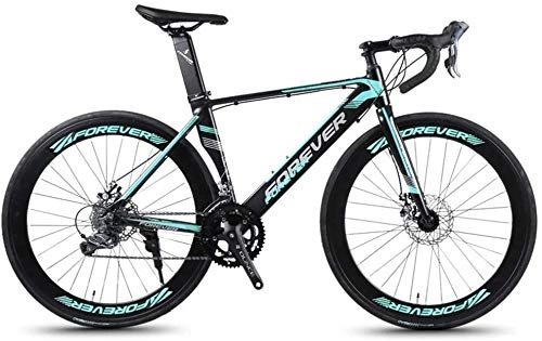 Road Bike : LEYOUDIAN 14 Speed Road Bike, Aluminum Frame Road Bicycle, Men Women Racing Bicycle With Mechanical Disc Brakes, City Commuter Bicycle City Utility Bike (Color : Green)