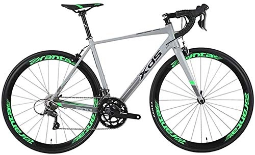 Road Bike : LEYOUDIAN Road Bike, Adult 16 Speed Racing Bicycle, 480MM Ultra-Light Aluminum Aluminum Frame City Commuter Bicycle, Perfect For Road Or Dirt Trail Touring (Color : Silver)