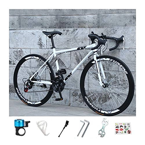 Road Bike : LHQ-HQ 26" Road Bike for Men And Women 24 Speed Bicycles 4Cm Rim Bicycle High Carbon Steel Bikes with ​Alloy Stem, C