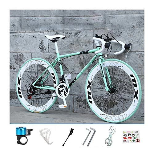 Road Bike : LHQ-HQ 26Inch Road Bike for Men And Women 24 Speed Bicycles High Carbon Steel Bikes 6Cm Rim Bicycle with Alloy Stem, D