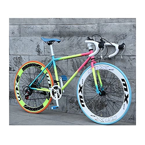 Road Bike : LHQ-HQ 26Inch Road Bike for Men And Women 24 Speed Bicycles High Carbon Steel Bikes 6Cm Rim Bicycle with Alloy Stem, E