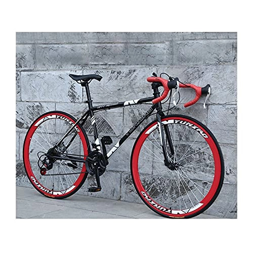 Road Bike : LHQ-HQ Road Bike for Men And Women 26Inch 24 Speed Bicycles High Carbon Steel Bikes 4Cm Rim Bicycle with Alloy Stem, B