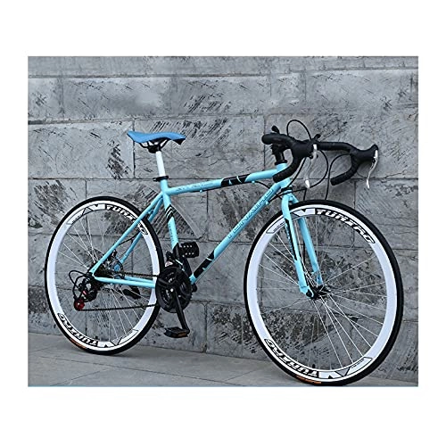 Road Bike : LHQ-HQ Road Bike for Men And Women 26Inch 24 Speed Bicycles High Carbon Steel Bikes 4Cm Rim Bicycle with Alloy Stem, D
