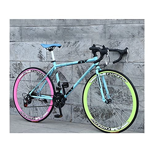 Road Bike : LHQ-HQ Road Bike for Men And Women 26Inch 24 Speed Bicycles High Carbon Steel Bikes 4Cm Rim Bicycle with Alloy Stem, E