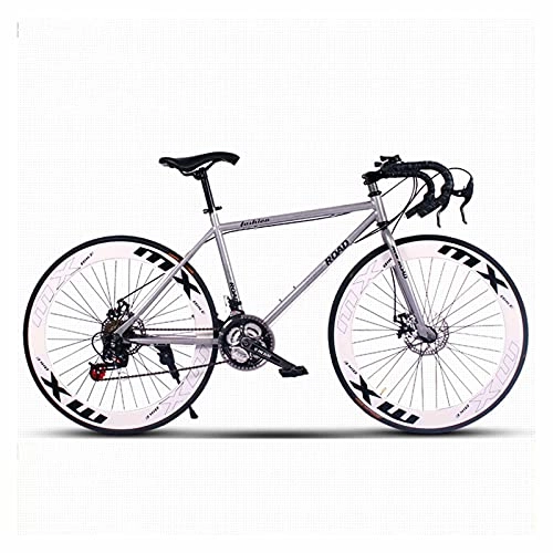Road Bike : LHQ-HQ Road Bike for Men & Women 26'' Wheel City Bikes 24 Speed Adult Road Bicycle 6Cm Wide Rim High Carbon Steel Highway Bicycle, White