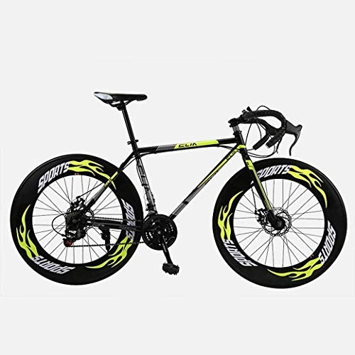 Road Bike : LHSUNTA 26 Inches 27-Speed Bikes, Double Disc Brake, High Carbon Steel Frame, Road Bicycle Racing, Men's And Women Adult