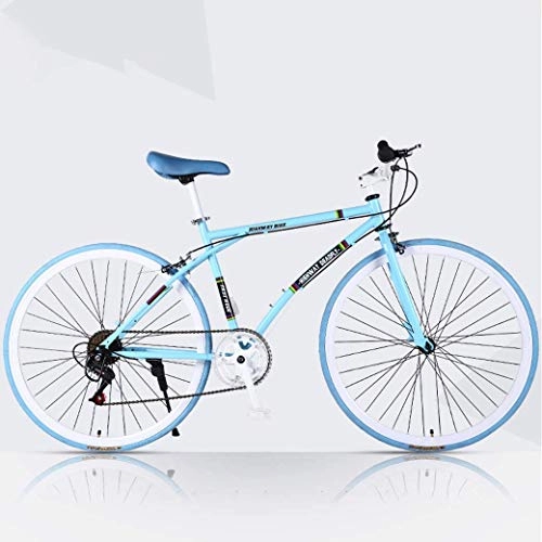 Road Bike : LHSUNTA Road Bicycles, 6-Speed 26 Inch Bikes, Front And Rear Brake Brakes, High Carbon Steel Frame, Road Bicycle Racing, Men's And Women Adult-Only