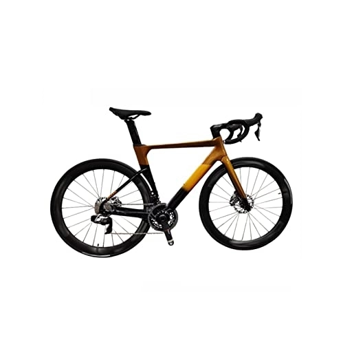 Road Bike : LIANAIzxc Bikes Carbon Fiber Frame Road BikeComplete Hydraulic Disk Brake for Adult 22 Speed Full Carbon Bicycle (Color : Gold, Size : Large)