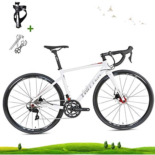 Road Bike : LICHUXIN Outdoor Bike, Road Bike, Lightweight 22-Speed 700C Disc Brake Road Racing Bike, Aluminum Alloy Material Can Bear 160Kg, Suitable for Adult Men And Women, white, 18.1in