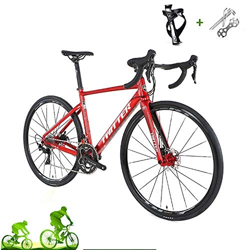 Road Bike : LICHUXIN Road Bike, Ultralight 22-Speed 700C Off-Road Dual-Disc Brake Road Bike, 20.4 / 19.6 / 18.8 / 18.1In, Suitable for Men, City Cycling, Red, 18.1in