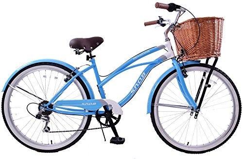 Road Bike : LIFESTYLE LADIES BICYCLE USA 16" BEACH CRUISER CLASSIC CALIFORNIA STYLE+BASKET LIGHT BLUE