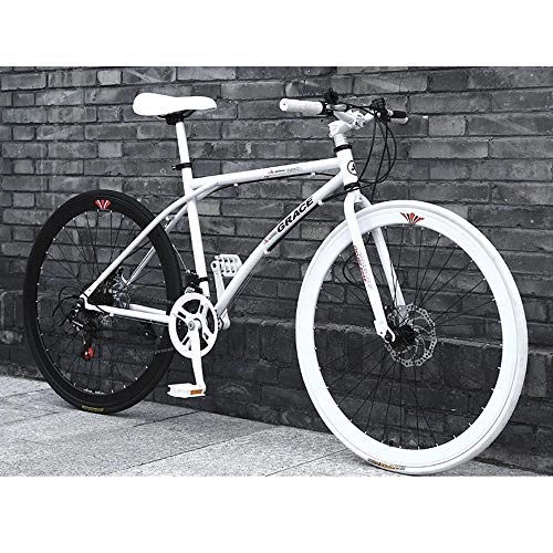 Road Bike : LIFHl 24 Speed 26in Road Bike Aluminum High Carbon Steel Frame Double Disc Brake Men Women Adult Racing Road Bicycles 2020 New