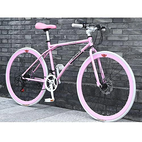 Road Bike : LIFHl 26-inch Bicycles 24 Speed Aluminum Road Bike Bicycles Dual Disc Brakes Road Bikes Racing Bicyc BMX Bike For Woman