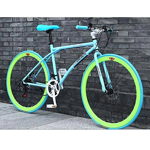 Road Bike : LIFHl 26 Inch Outroad Mountain MTB Bike Carbon Steel Full Suspension Frame Bicycles Country Gearshift Bicycle City Road Bike (Color : B)