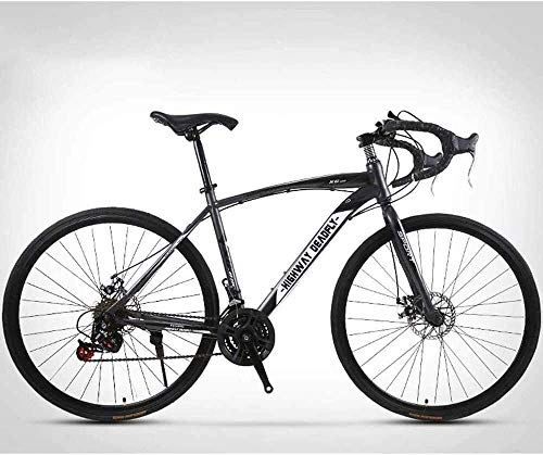 Road Bike : LIXBB YANGHAO- 26-Inch Road Bicycle, 24-Speed Bikes, Double Disc Brake, High Carbon Steel Frame, Road Bicycle Racing, Red OUZDZXC-9 (Color : Grey)