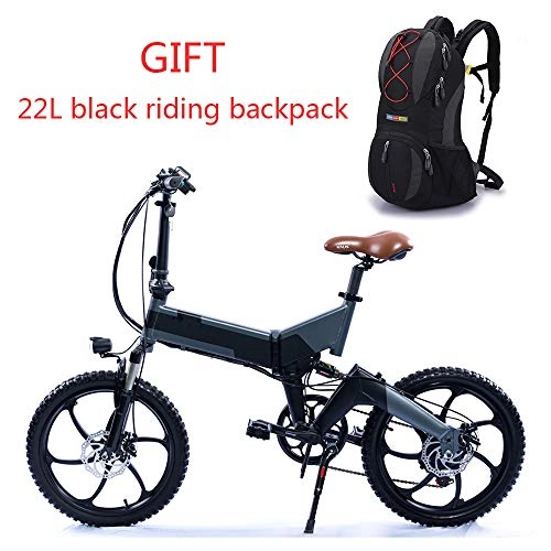 Road Bike : LMJ-XC Electric Mountain Bike, 20 Inch Folding E-bike, Premium Full Suspension and 21 Speed Gear 36V waterproof Removable Lithium Battery, Gray