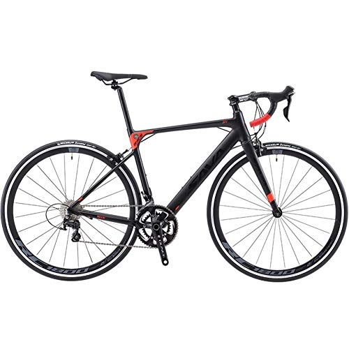 Road Bike : LNSTORE Bicycle Carbon Fiber Bicycle 22 Speed Bicycle Carbon Fiber Bicycle 22 Speed Bicycle Exquisite workmanship (Color : Black Red, Size : 48cm)
