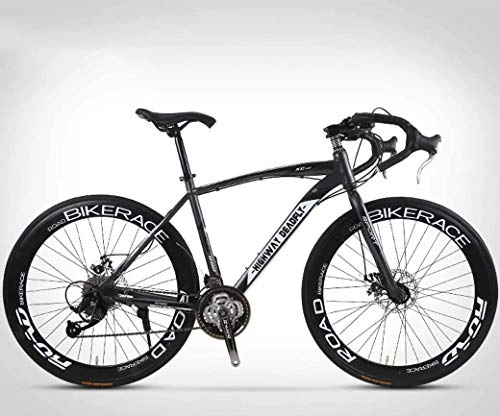 Road Bike : lqgpsx 26-Inch Road Bicycle, 27-Speed Bikes, Double Disc Brake, High Carbon Steel Frame, Road Bicycle Racing, Men's And Women Adult-Only