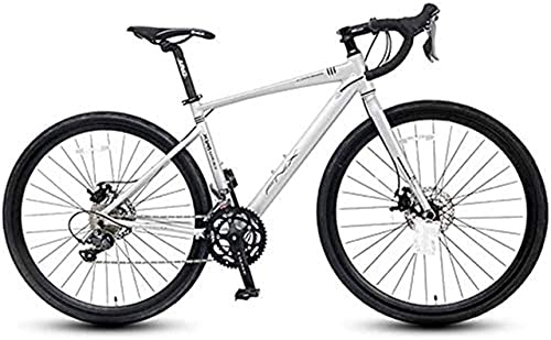 Road Bike : lqgpsx Adult Road Bike, 16 Speed Racing Bike Student, Lightweight Aluminum Road Bikes with Hydraulic disc Brakes, 700 * 32C Tires (Color:Gray, Size:Straight Handle) (Color:Gray, Size:Bent Handle)