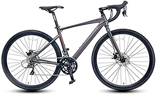 Road Bike : lqgpsx Adult road bike, 16 speed racing bike student, lightweight aluminum road bikes with hydraulic disc brakes, 700 * 32C tires (Color:Grey, Size:Bent Handle)