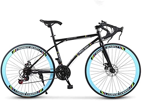 Road Bike : lqgpsx Road Bicycle, 24-Speed 26 Inch Bikes, Double Disc Brake, High Carbon Steel Frame, Road Bicycle Racing, Men's and Women Adult-Only (Color:C)