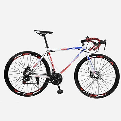 Road Bike : lqgpsx Road Bicycle, 26 Inches 21-Speed Bikes, Double Disc Brake, High Carbon Steel Frame, Road Bicycle Racing, Men's And Women Adult