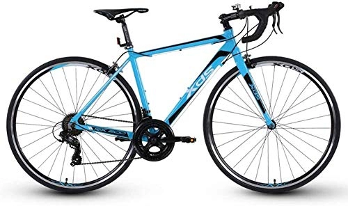 Road Bike : LQH 14-speed road bike, adult men multi-functional aluminum city bikes, racing disc brakes, ideal for cross-country road or off-road cross-country (Color : Blue) (Color : Blue)