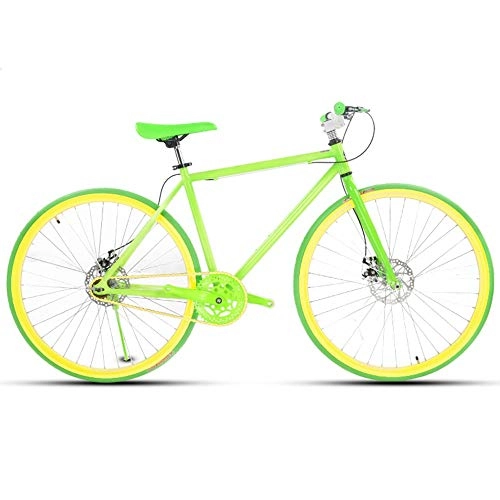 Road Bike : LRHD Road Bike For Men And Women, Simple Bicycle, Adult Women's Bicycle, Student Men's Double Disc Brake Sports Car, 26 / 24 Inch Two, Pneumatic Racing (green) (Size : XL)