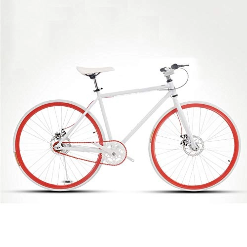 Road Bike : LRHD Road Bike For Men And Women, Simple Bicycle, Adult Women's Bicycle, Student Men's Double Disc Brake Sports Car, 26 / 24 Inch Two, Pneumatic Racing (Red And White) (Size : L)