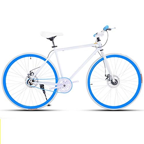 Road Bike : LRHD Road Bike For Men And Women, Simple Bicycle, Adult Women's Bicycle, Student Men's Double Disc Brake Sports Car, 26 / 24 Inch Two, Pneumatic Racing(White) (Size : L)