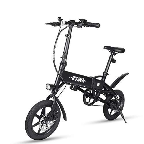 Road Bike : Luerme Folding Electric Bike Portable Commuter Bike eBike - 240W, 25 km / h, 50KM Range, MAX Load 100KG (Black)