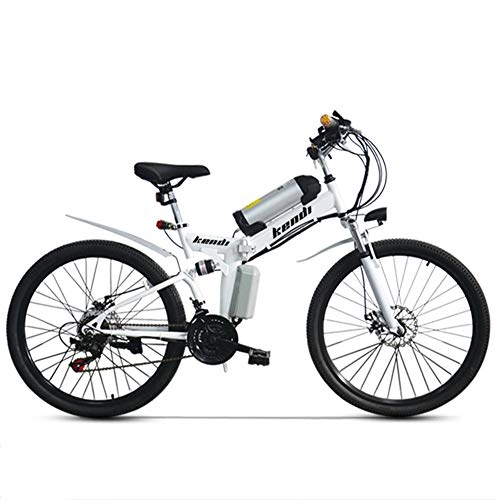 Road Bike : Lvbeis Adults Folding Electric Mountain Bike Portable Bicycle Speed Up To 40 KM / h EBike Pedal Assist With Throttle, white