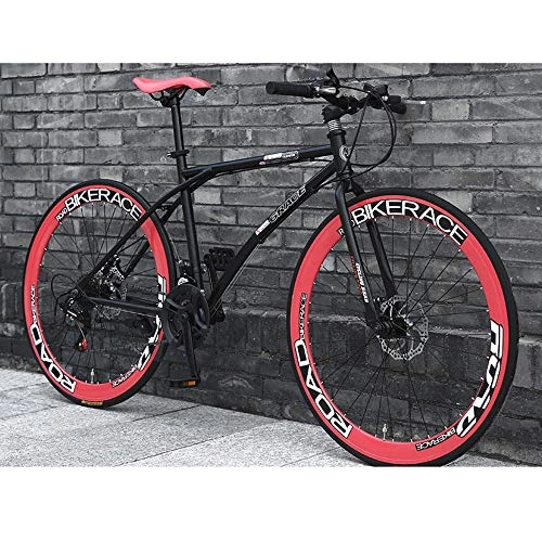 Road Bike : LWJPP 24 Speed Bicycle 26in Full Suspension Road Bikes With Disc Brakes With 60 Cutter Wheel Suitable Outdoor Cycling Road Bike For 160-185cm Red With Black