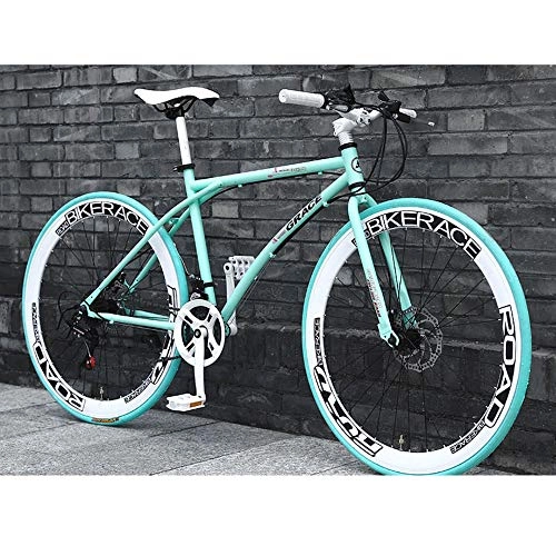 Road Bike : LWJPP 26 Inch Wheel City Road Dual Suspension Mountain Bicycle Double Disc Brake High Carbon Steel MTB Bicycles For Street Road Bike (Color : A)