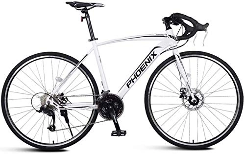 Road Bike : LXC Road Bike Bicycle High Carbon Steel Frame 27 Variable Speed Bicycle, Suitable For Students City Multi-Purpose Bicycle Unisex, White