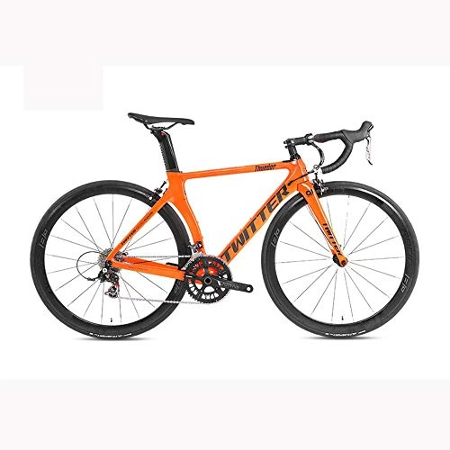 Road Bike : LXYDD Carbon Fiber Bike 700C Road Bike 22 Speed V Brake Road Bike, Orange, 48cm