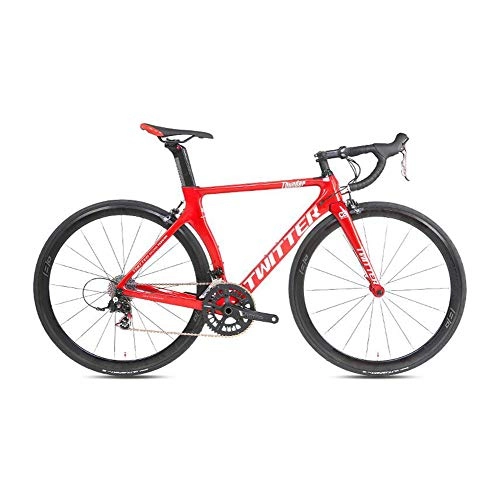 Road Bike : LXYDD Carbon Fiber Bike 700C Road Bike 22 Speed V Brake Road Bike, Red, 50cm