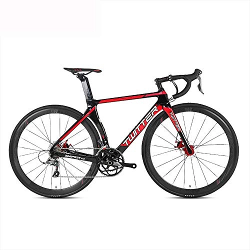 Road Bike : LXYDD Carbon Fiber Road Bike 16 Speed Racing Road Bike Sniper2.0, Black+red, 46cm