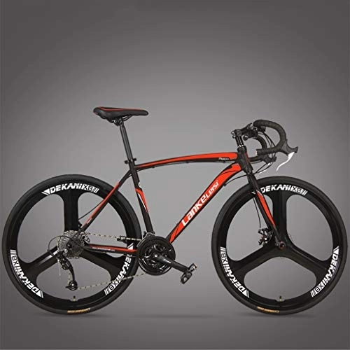 Road Bike : Lyyy Road Bike, Adult High-carbon Steel Frame Ultra-Light Bicycle, Carbon Fiber Fork Endurance Road Bicycle, City Utility Bike YCHAOYUE (Color : 3 Spoke Red, Size : 27 Speed)