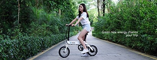 Road Bike : M-RIDER 14" ELECTRIC FOLDING E-BIKE BIKE BICYCLE PEDAL ASSIST WITH THROTTLE (WHITE)