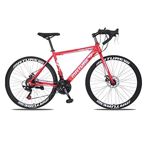 Road Bike : M-YN Road Bike 21 Speed Dual Disc Brake Bicycle Frame 700C Spoke Wheels Road Bicycle(Color:red)