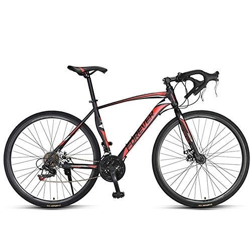 Road Bike : Men Road Bike, 21 Speed High-carbon Steel Frame Road Bicycle, Full Steel Racing Bike with with Dual Disc Brake, 700 * 28C Wheels, White FDWFN (Color : Red)