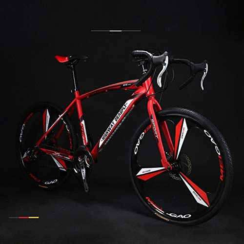 Road Bike : Mhwlai Double Disc Brake High Carbon Steel Frame, 27 Speed Bikes, 26 Inch Road Bicycle, Men Women Adult Racing Road Bicycles-Mountain Bike, Red