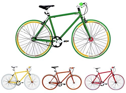 Road Bike : Micargi 28-InchSingle Speed Fitness Bike Bicycle Fixed Gear Road Bike Frame Height 48or 53cm, grn RH 48cm