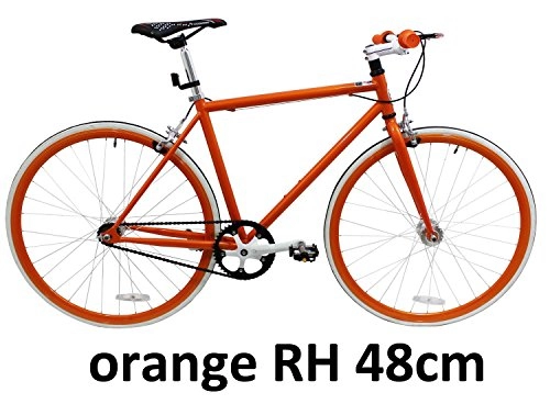 Road Bike : Micargi 28-InchSingle Speed Fitness Bike Bicycle Fixed Gear Road Bike Frame Height 48or 53cm, orange RH 48cm