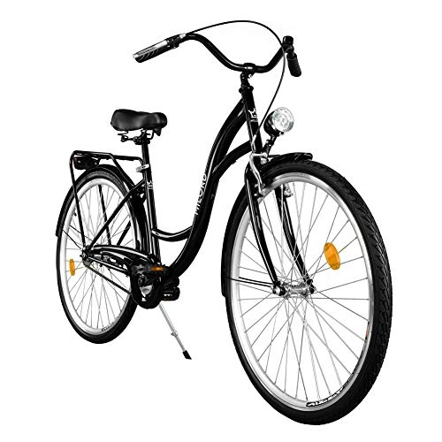 Road Bike : Milord. 2018 City Comfort Bike, Ladies Dutch Style with Rear Carrier, 1 Speed, Black, 26 inch