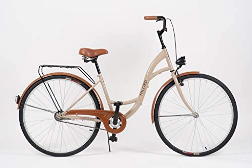 Road Bike : Milord. 2018 City Comfort Bike, Ladies Dutch Style with Rear Carrier, 3 Speed, Brown, 26 inch