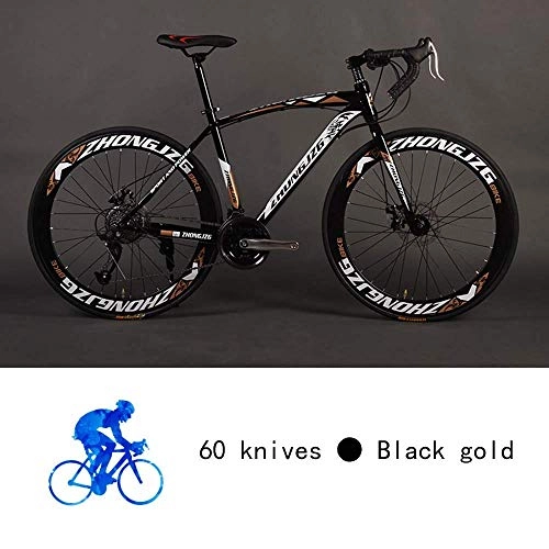 Road Bike : MIMORE Mountain Bike, Road Bicycle, Hard Tail Bike, 26 Inch Bike, Carbon Steel Adult Bike, 21 / 24 / 27 / 30 Speed Bike, Colourful Bicycle, black gold, 27 speed