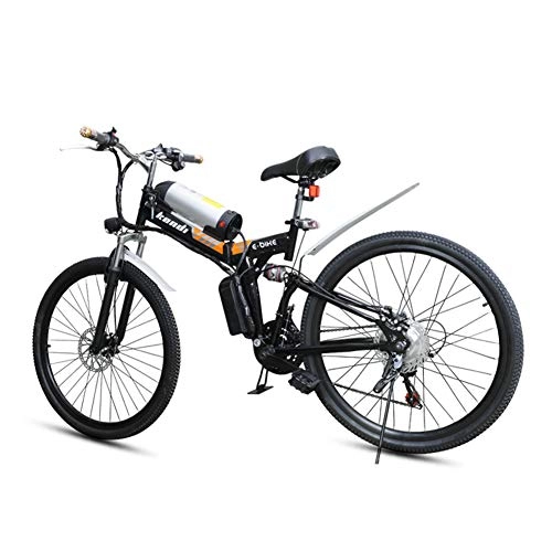 Road Bike : MIRACLEM Electric Mountain Bike, 26 Inch Folding E-Bike, 250W Motor-36V 8Ah Lithium-Ion Battery-7 Speed SHIMANO Derailleur-Auxiliary Mode Endurance Up To 110Km, Black